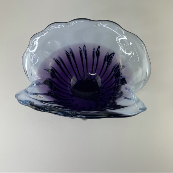Unikat Van Eyk Signed & Numbered German Mid-century Fluted Purple Glass Bowl - Picture 7 of 14